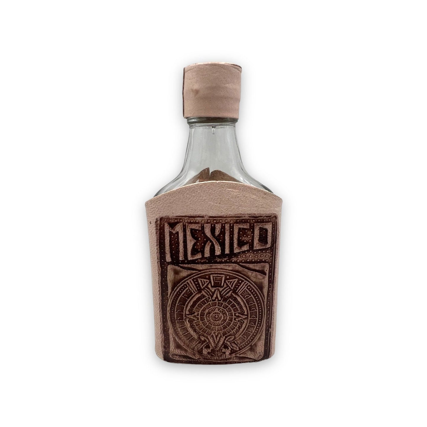 Mexican Flask & Shot Glass Set | Handmade Aztec Calendar Decanter