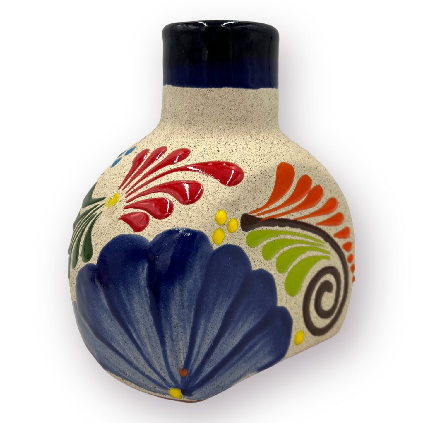 Mexican Handmade Bedside Water Carafe | Talavera Styled Beverage Decanter