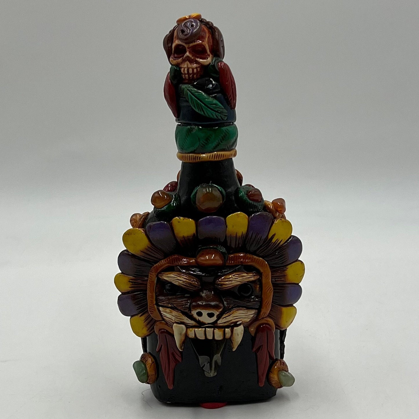 Artisan-Crafted Mexican Flask | Aztec Warrior Decanter