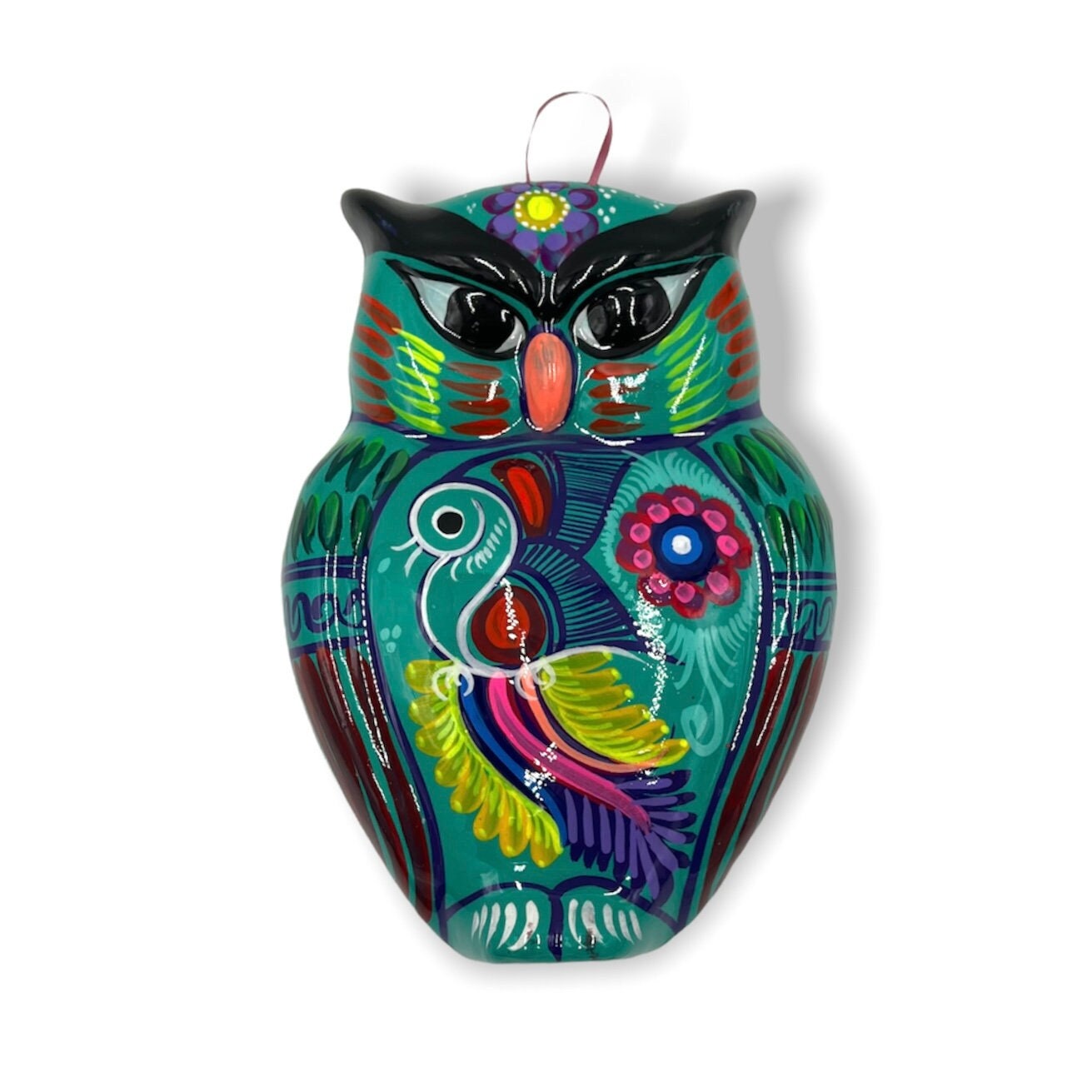 Handmade Guerrero Owl Wall Art | Colorful Mexican Ceramic Art (Large)