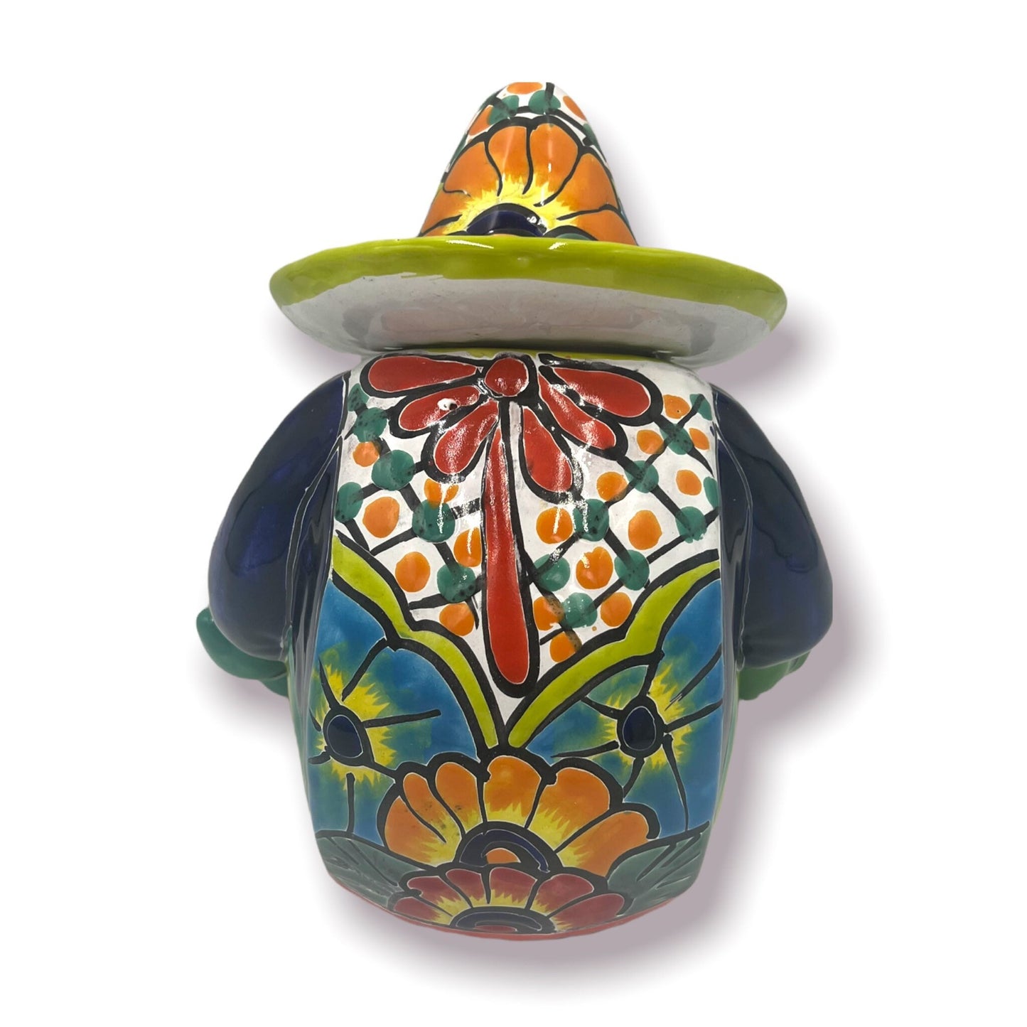 Colorful Handmade Talavera Canister | Sleeping Panchito Mexican Pottery