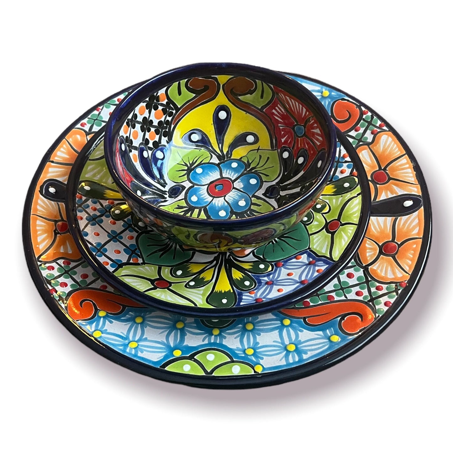 Talavera Dinnerware Set | 26-Piece Floral Tableware for 8