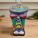 XL Talavera Panchito Statue | Hand-Painted Mexican Pottery Decor - vibrant hand-painted sleeping man pottery with colorful sombrero and floral motifs