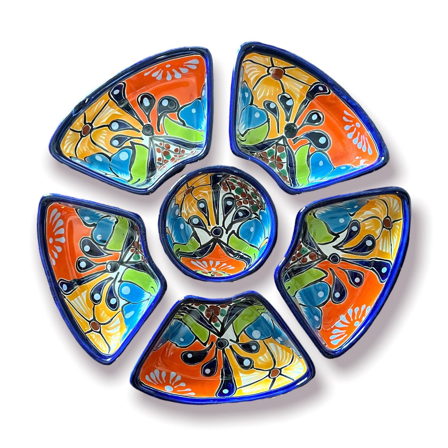 Mexican Handmade Talavera Sectional Appetizer Tray | Hand Painted Pottery