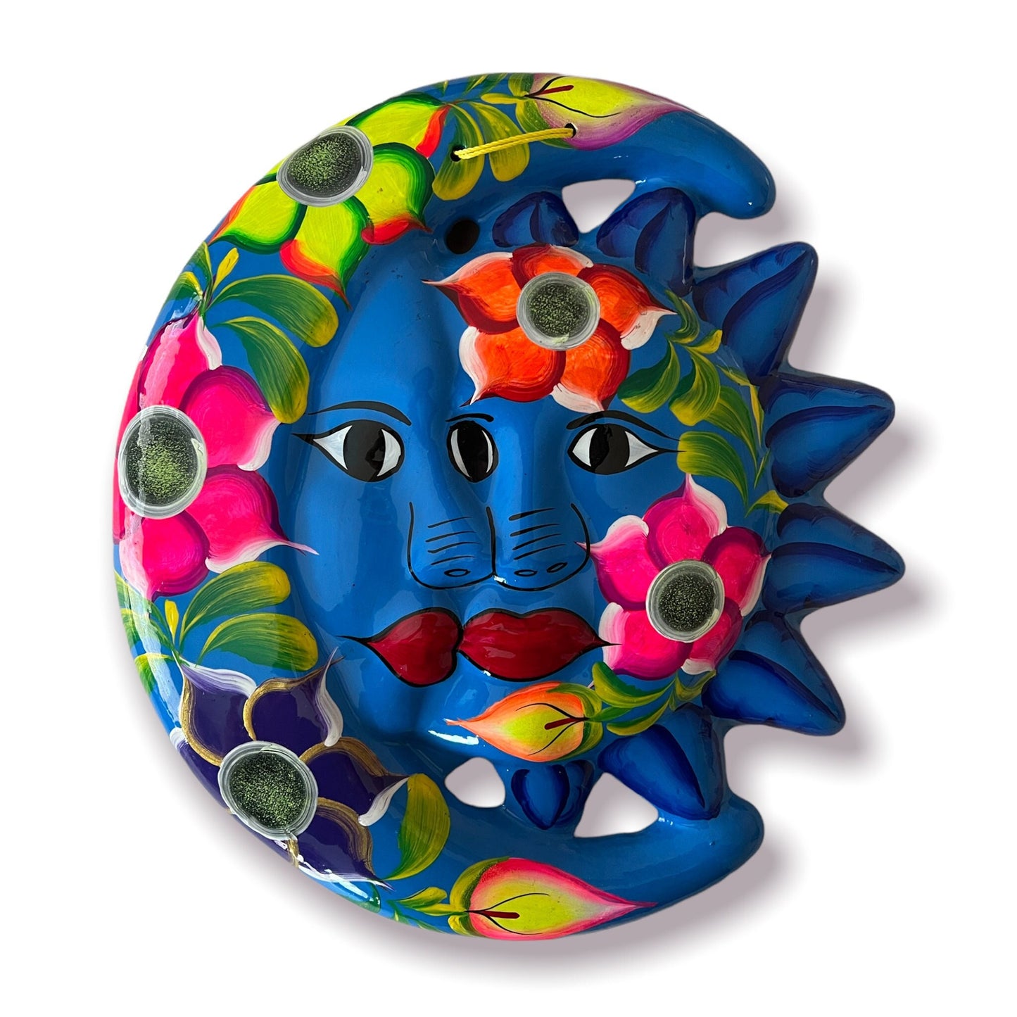 Handcrafted Talavera Sun and Moon Eclipse Art | Mexican Hand-Painted Artwork