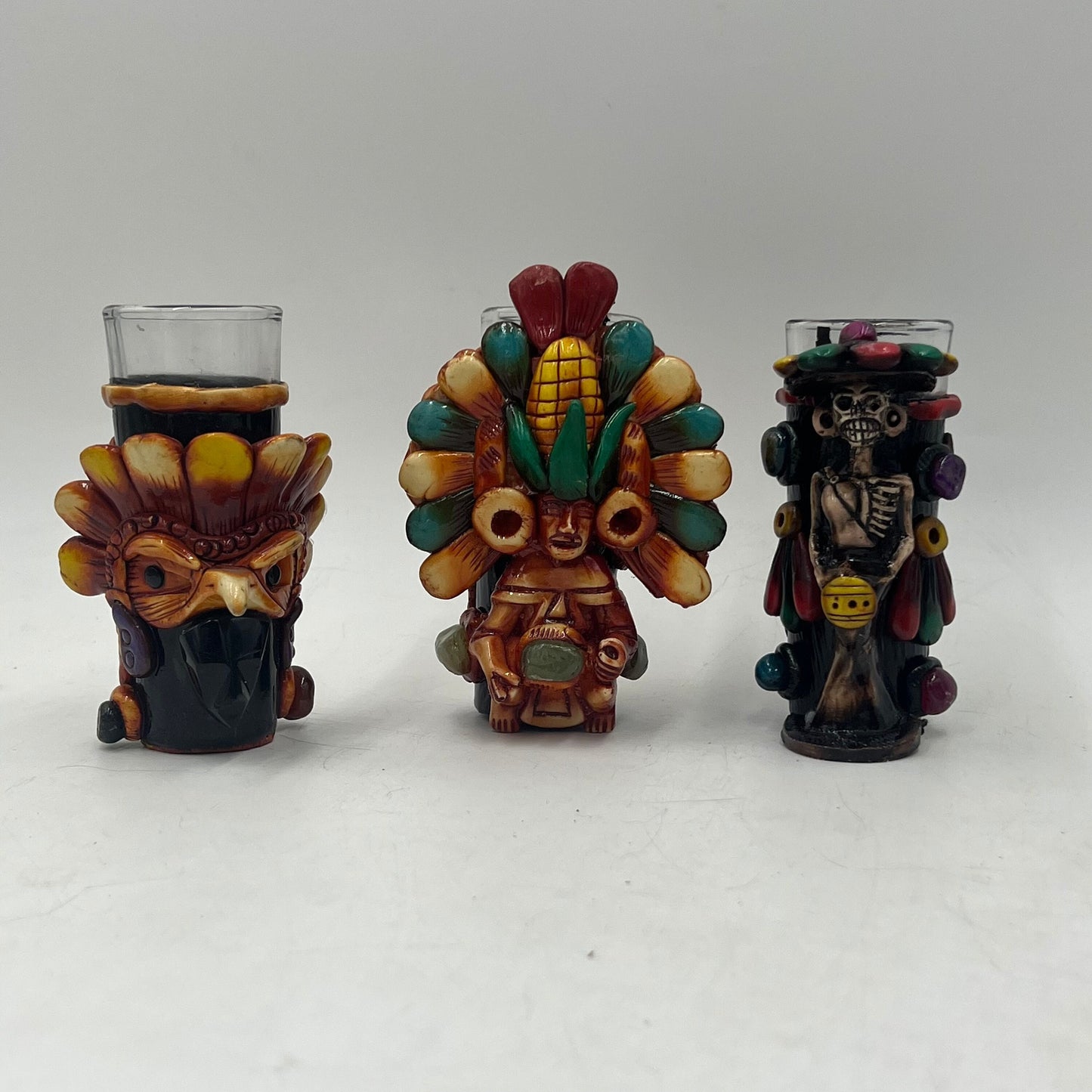 Mexican Shot Glass Set | Artisan Aztec Warrior Decanter Kit