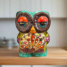 Talavera Owl Planter | Double-Faced Hand-Painted Pottery - hand-painted cobalt orange lime sky-blue ceramic owl planter from Guanajuato, Mexico