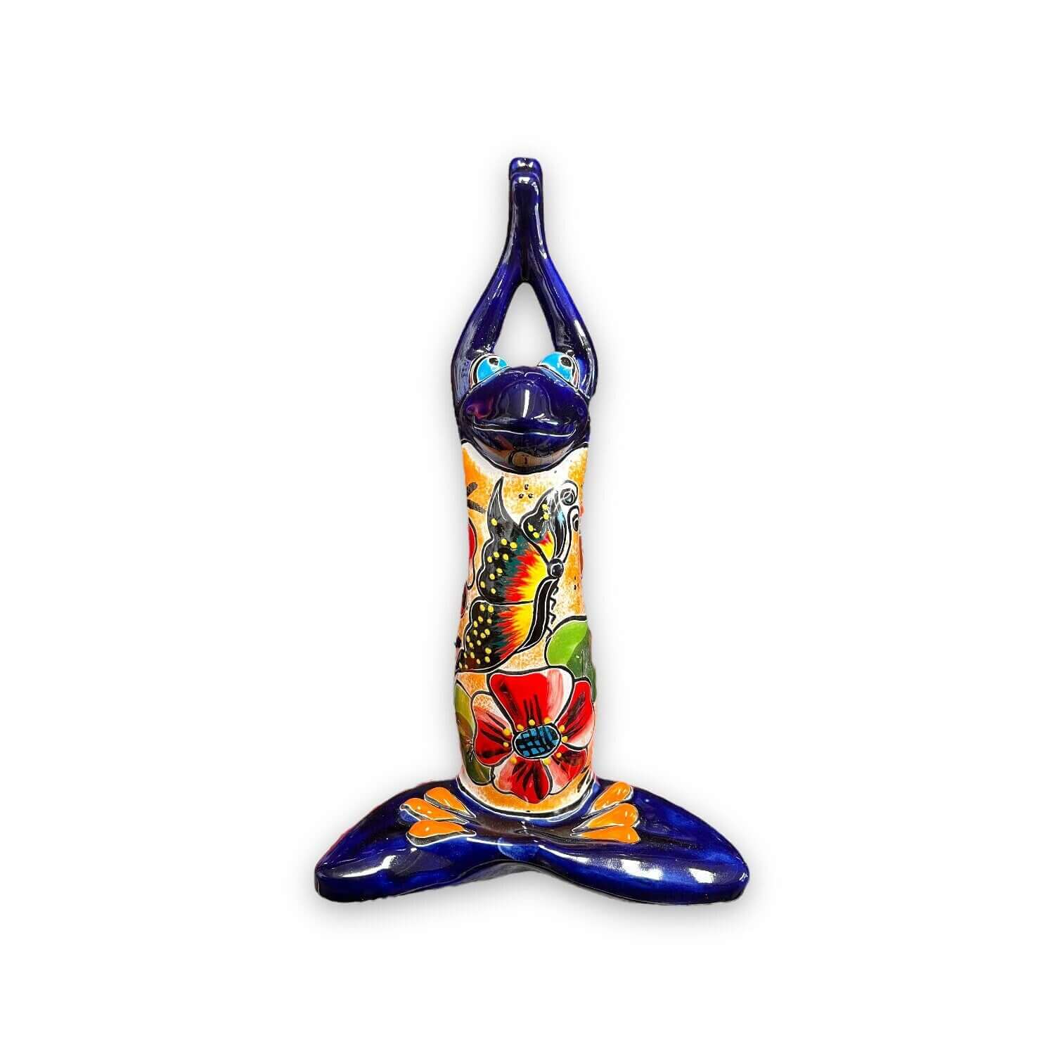 Hand Painted Talavera Frog Statue | Mexican Art