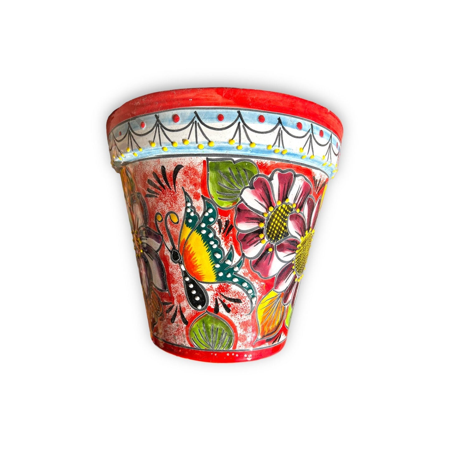 Mexican Handmade Flower Pot | Hand Painted Talavera Planter (Extra Large)