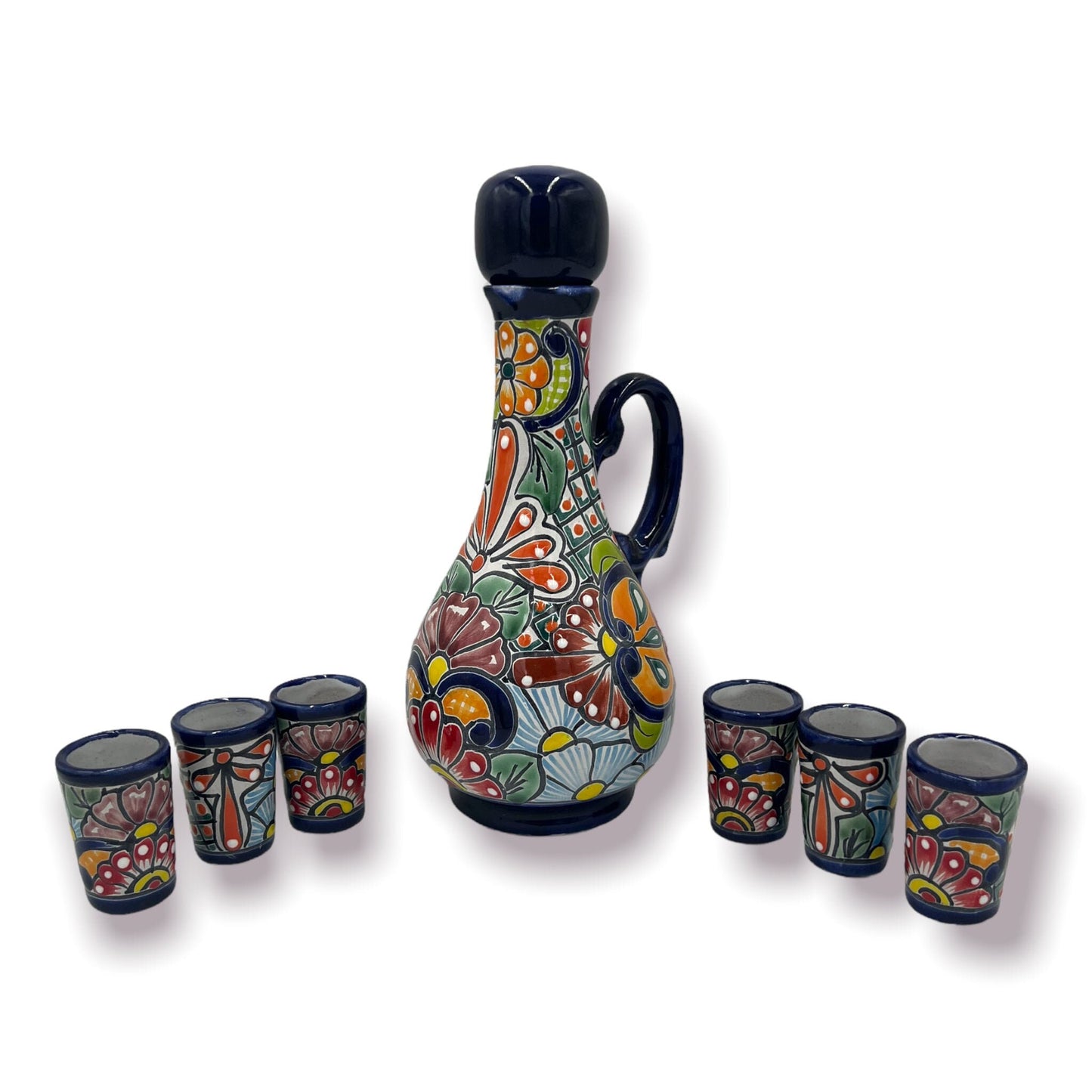 Talavera Mexican Shot Glass and Decanter Set | Handmade Artisan Crafted