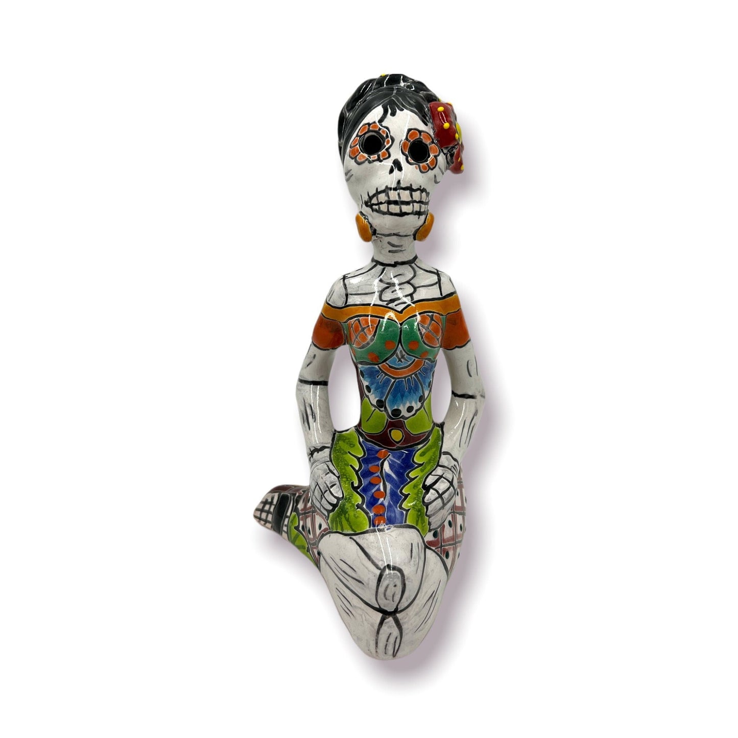 Colorful Mexican Handmade Día de los Muertos Statue | Day of the Dead Figurine