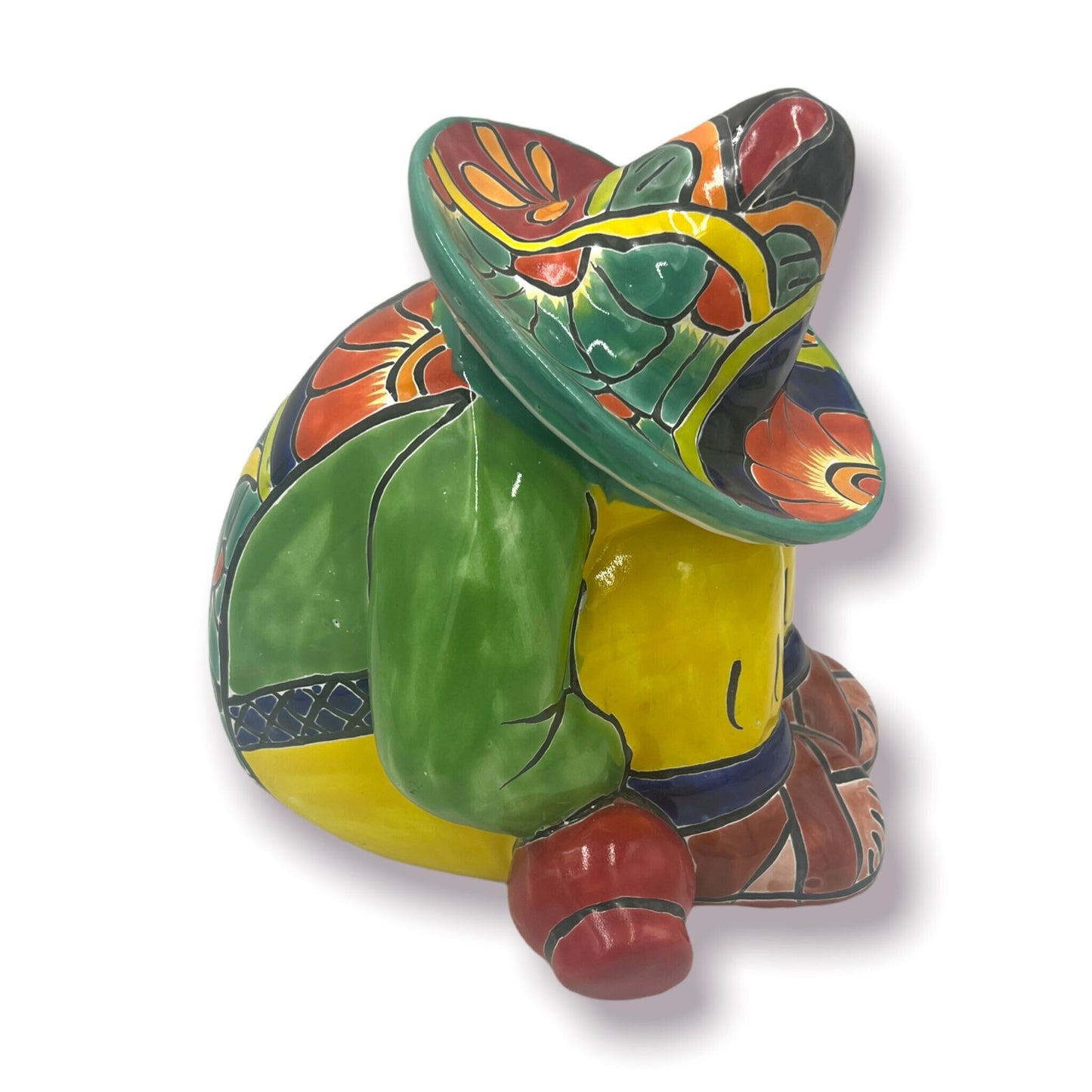 Handmade Talavera Sleeping Panchito Statue | Hand Painted Mexican Pottery