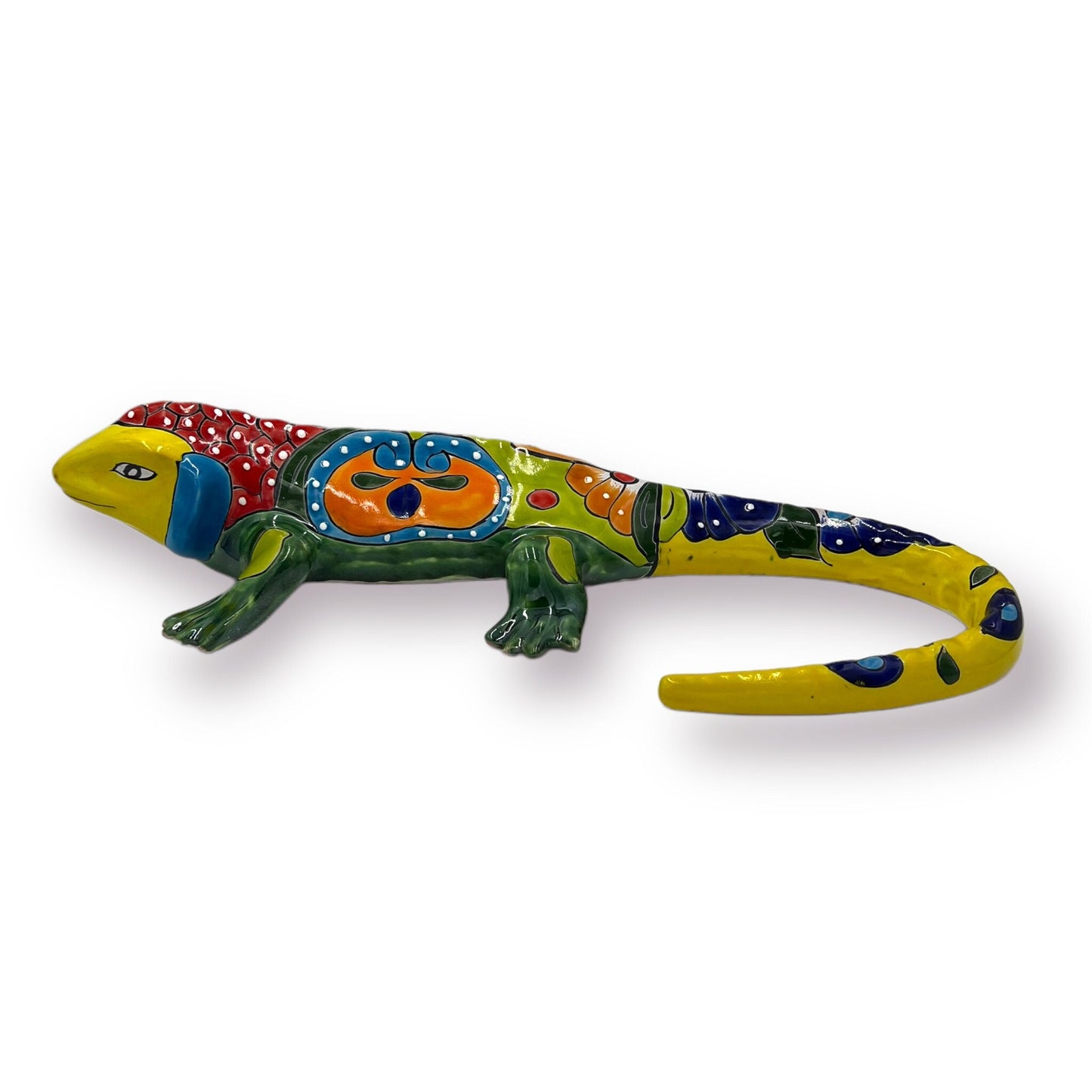 Hand-Painted XL Iguana | Authentic Mexican Talavera Art (24"x14")