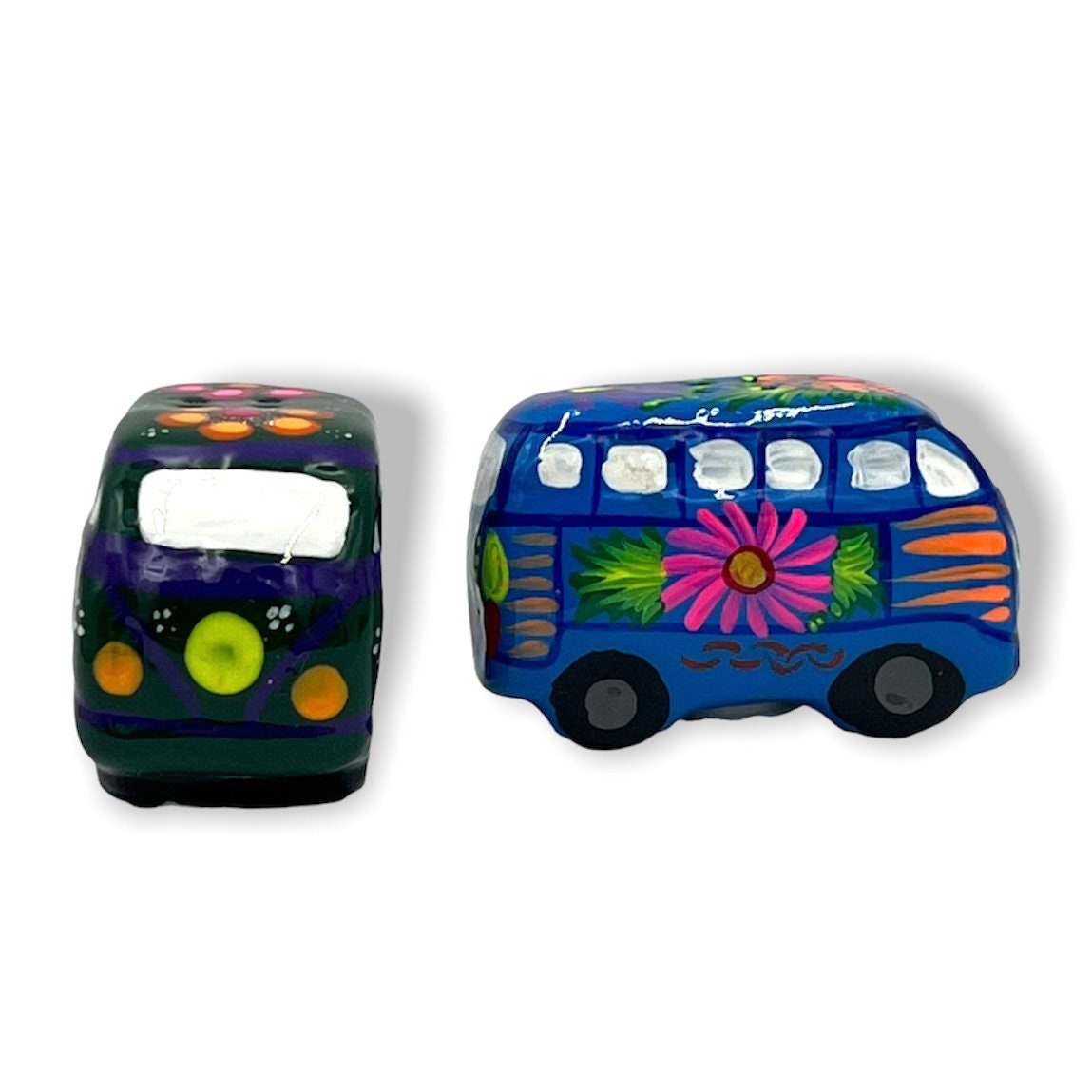 Set of 2 Mexican Handmade Salt and Pepper Shakers | Hand-Painted Talavera (Volkswagen Bus)