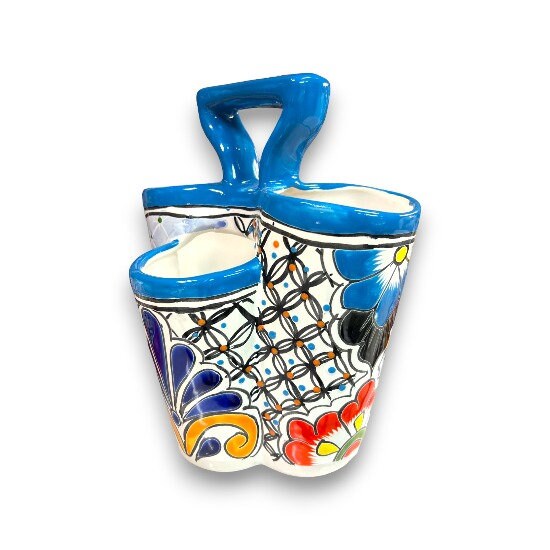 Mexican Handmade Talavera Utensil Holder | Hand-Painted Mexican Artwork