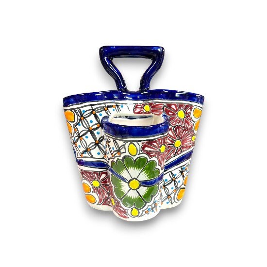 Mexican Handmade Talavera Utensil Holder | Hand-Painted Mexican Artwork