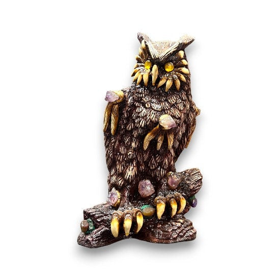 Colorful Handcrafted Aztec Owl Statue | Genuine Mexican Folk Art