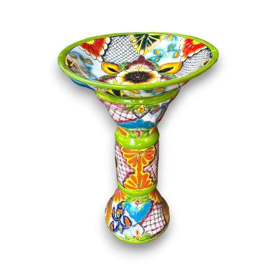 Handmade Talavera Bird Bath | Authentic Mexican Artwork (20" Diameter)