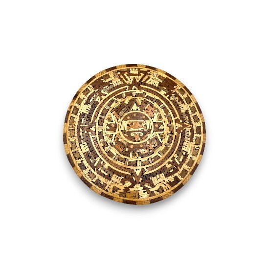 Handcrafted Mexican Aztec Warrior Calendar | Unique Artwork with 11 Wood Types