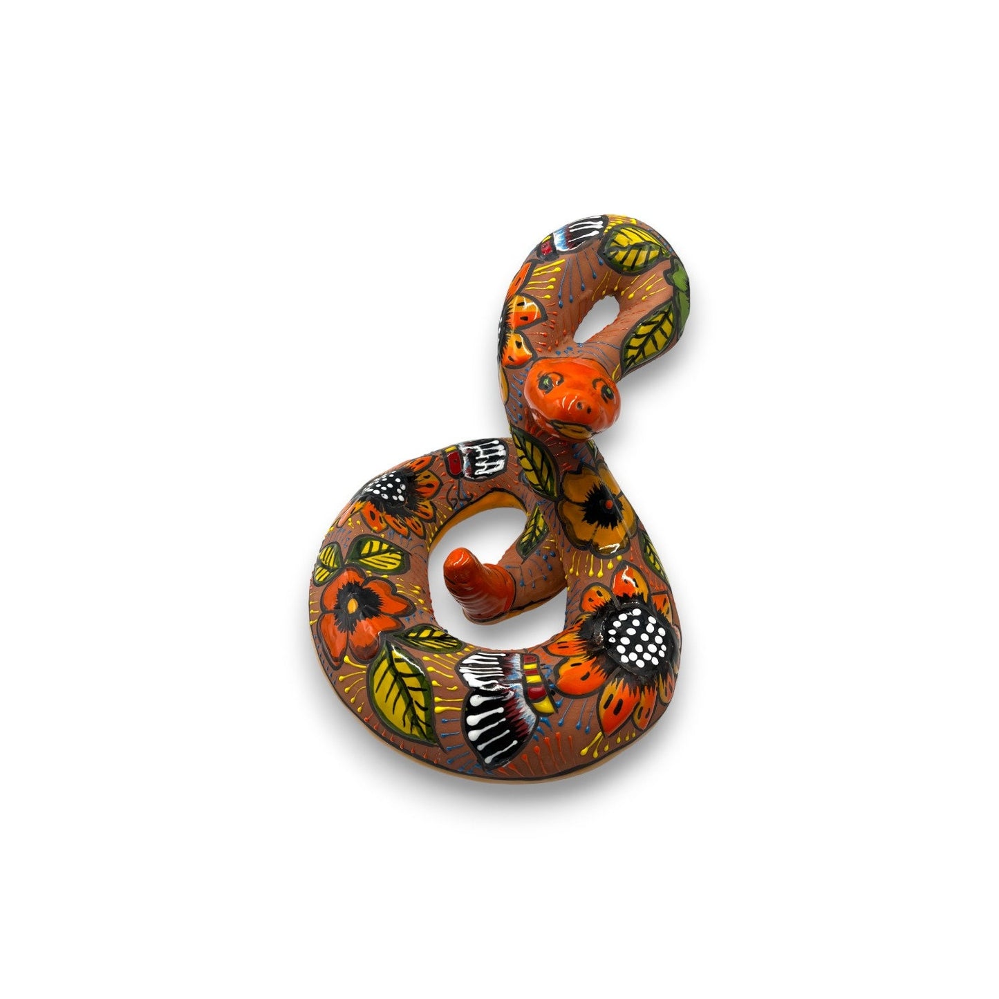 Handmade Snake Statue | Hand Painted Talavera Artwork (Large Size)