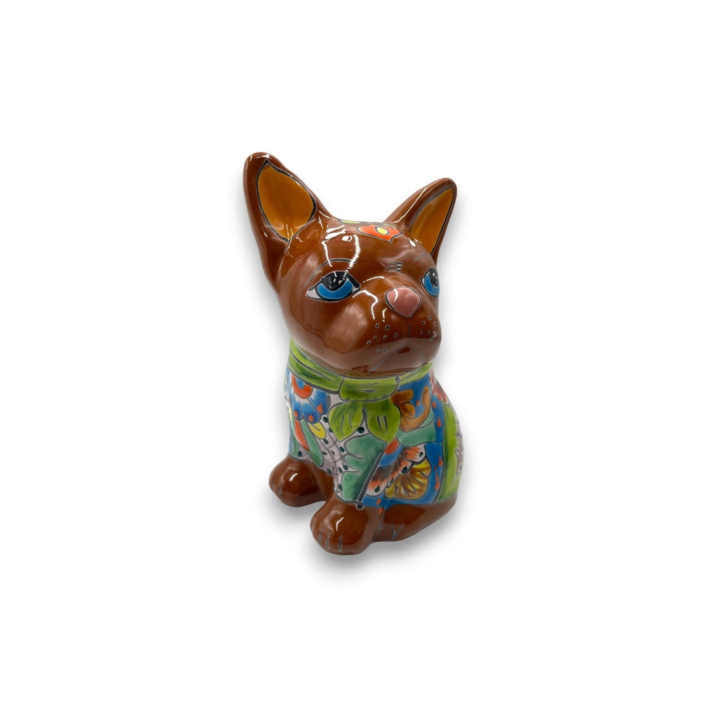 Handmade Talavera Dog Statue | Hand Painted Animal Artwork (Medium)