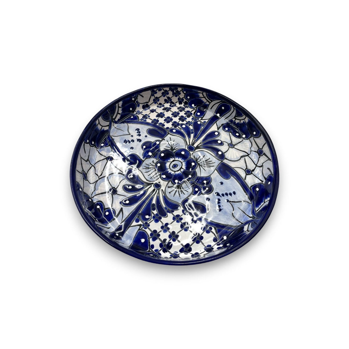 Handmade Talavera Sectional Appetizer Tray | Blue and White Paint