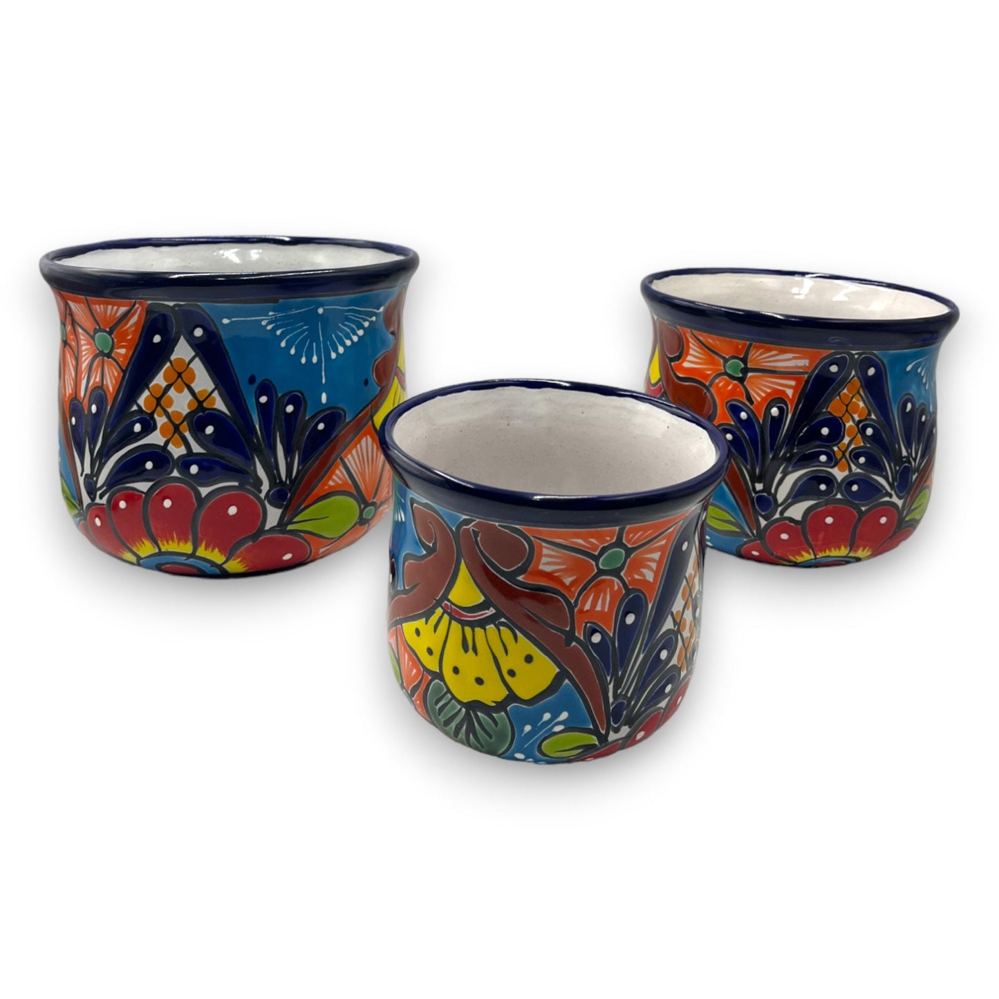 Set of 3 Talavera Flower Pots | Colorful Hand-Painted Mexican Planters