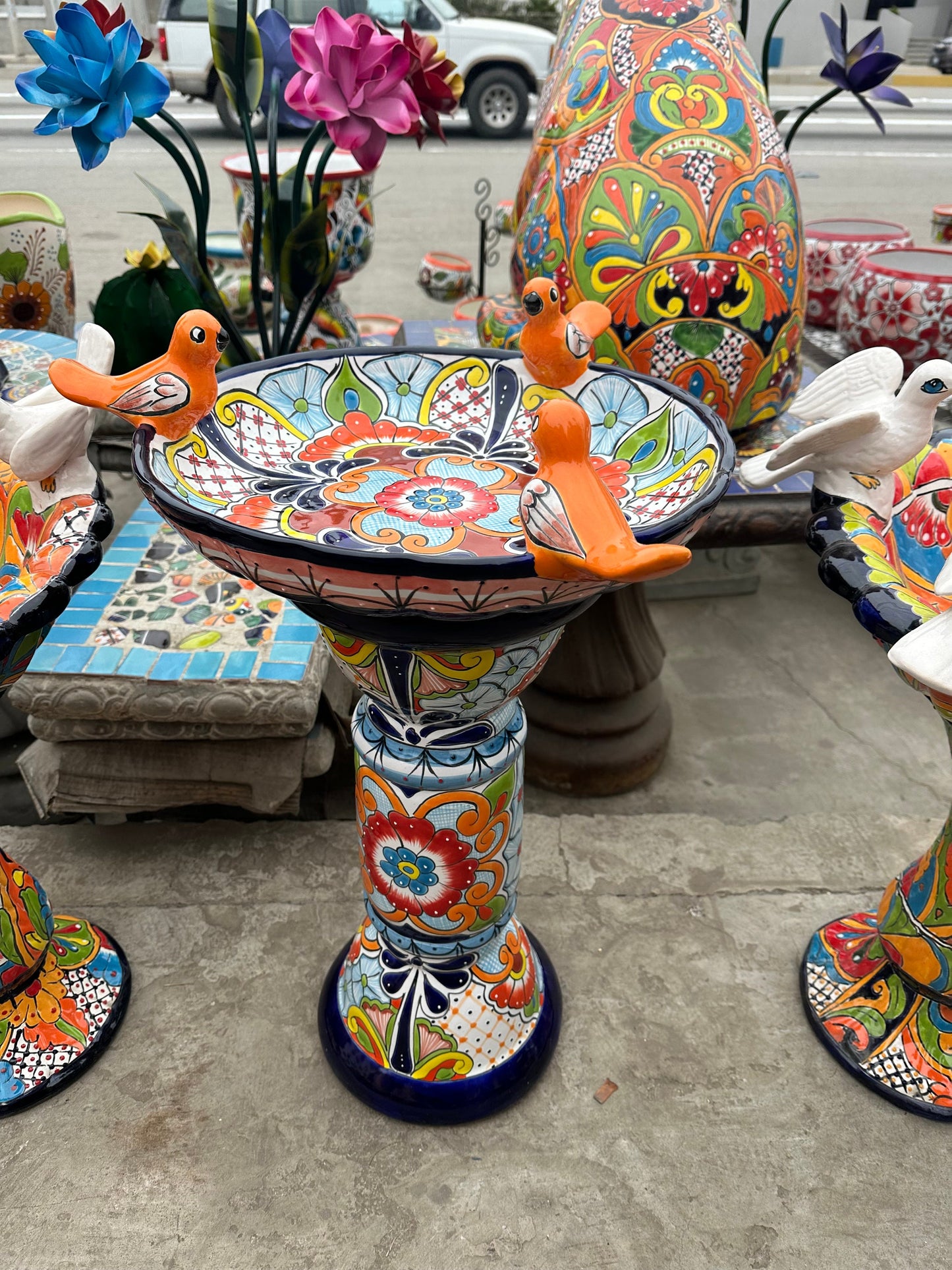 Handmade Talavera Bird Bath | Authentic Mexican Artwork (20" Diameter)