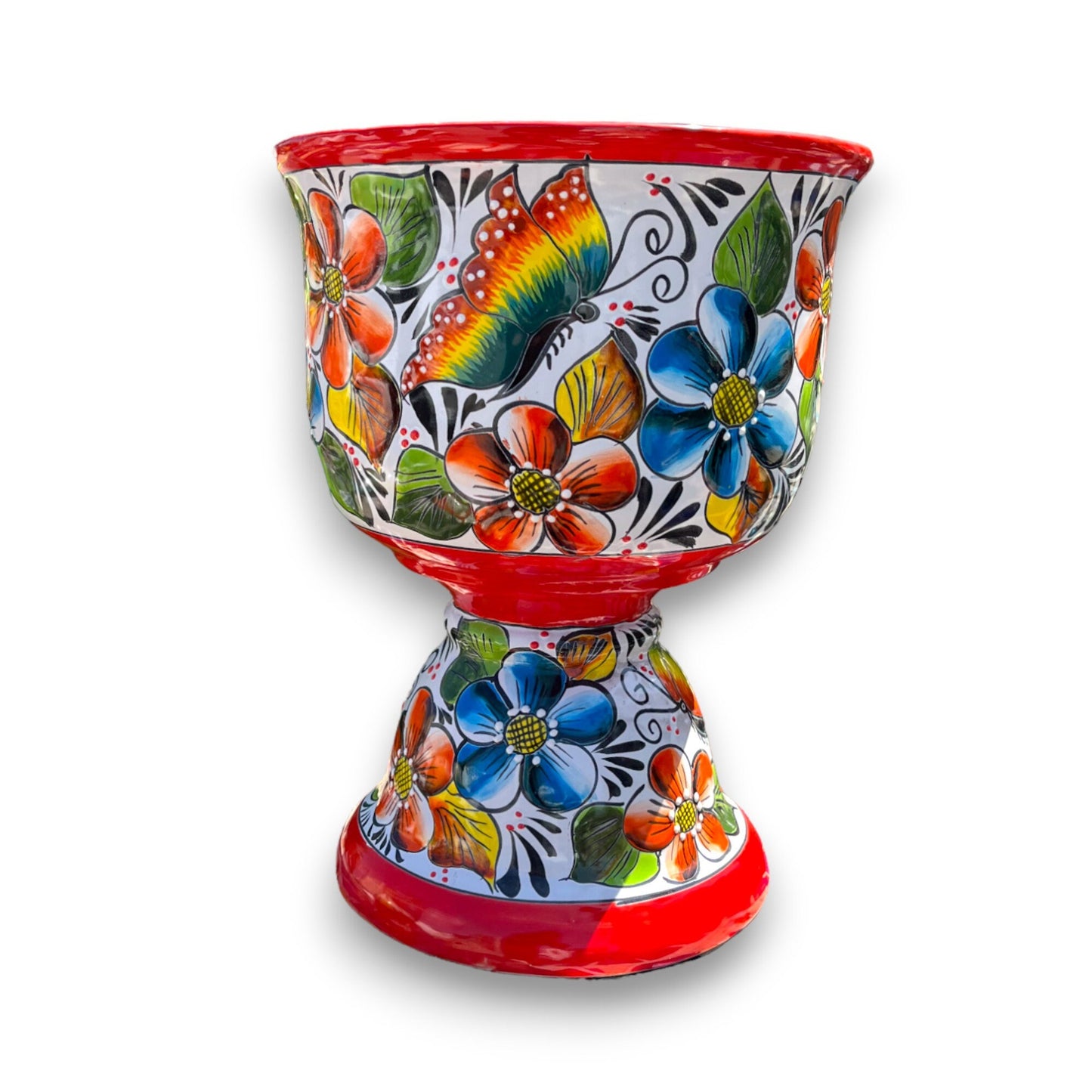 Hand-Painted Mexican Flower Pot | Colorful Talavera Planter (Large)