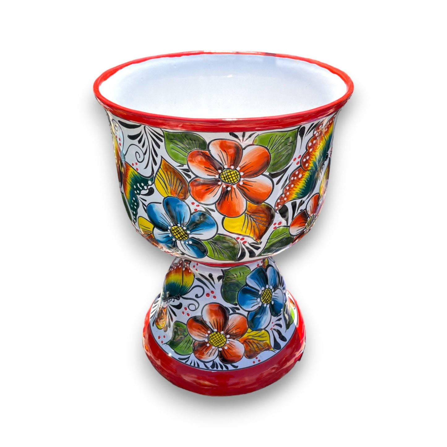 Hand-Painted Mexican Flower Pot | Colorful Talavera Planter (Large)