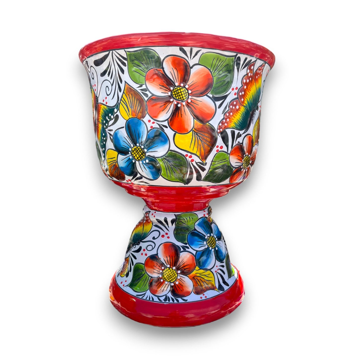 Hand-Painted Mexican Flower Pot | Colorful Talavera Planter (Large)