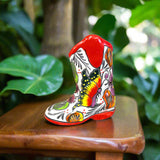 Hand-Painted Talavera Mexican Boot Flower Pot | Colorful Small Talavera Planter - vibrant hand-painted Mexican boot planter with floral motifs