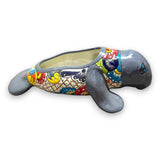 Mexican Handmade Seal Planter | Colorful Talavera Seal (Medium Size) hand-painted ceramic planter with floral Talavera design