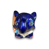 Hand-Painted Talavera Elephant Flower Pot | Colorful Small Talavera Planter - hand-painted blue elephant ceramic planter from Guanajuato, lead-free glaze