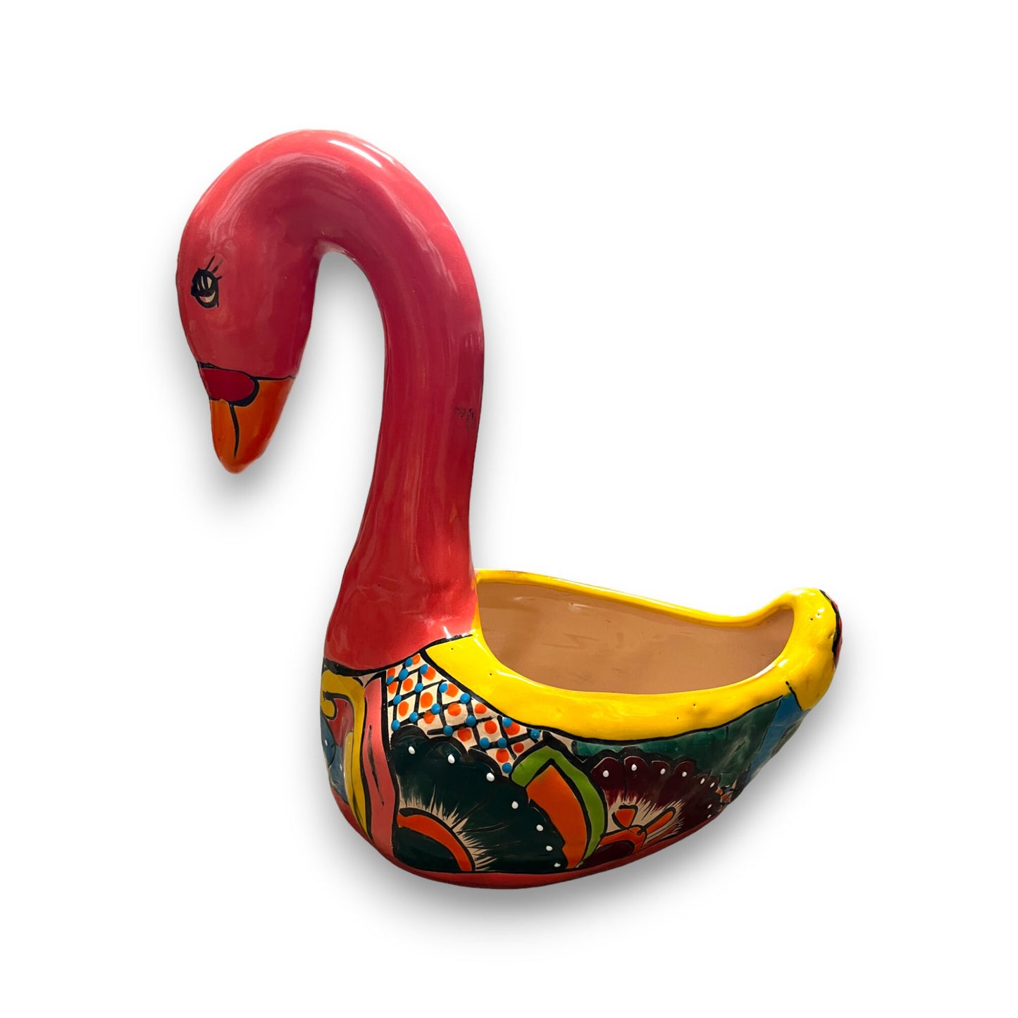 Large Talavera Swan Planter | Colorful Hand-Painted Mexican Pottery