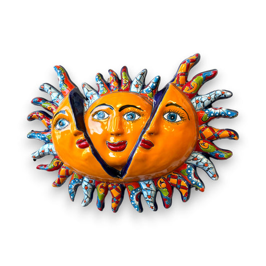 Vibrant Talavera Sun Wall Decor | Mexican Handcrafted Sun Wall Art (Medium)