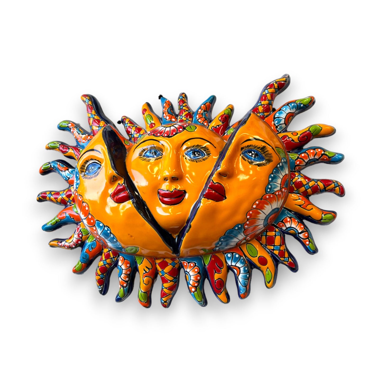 Vibrant Talavera Sun Wall Decor | Mexican Handcrafted Sun Wall Art (Medium)