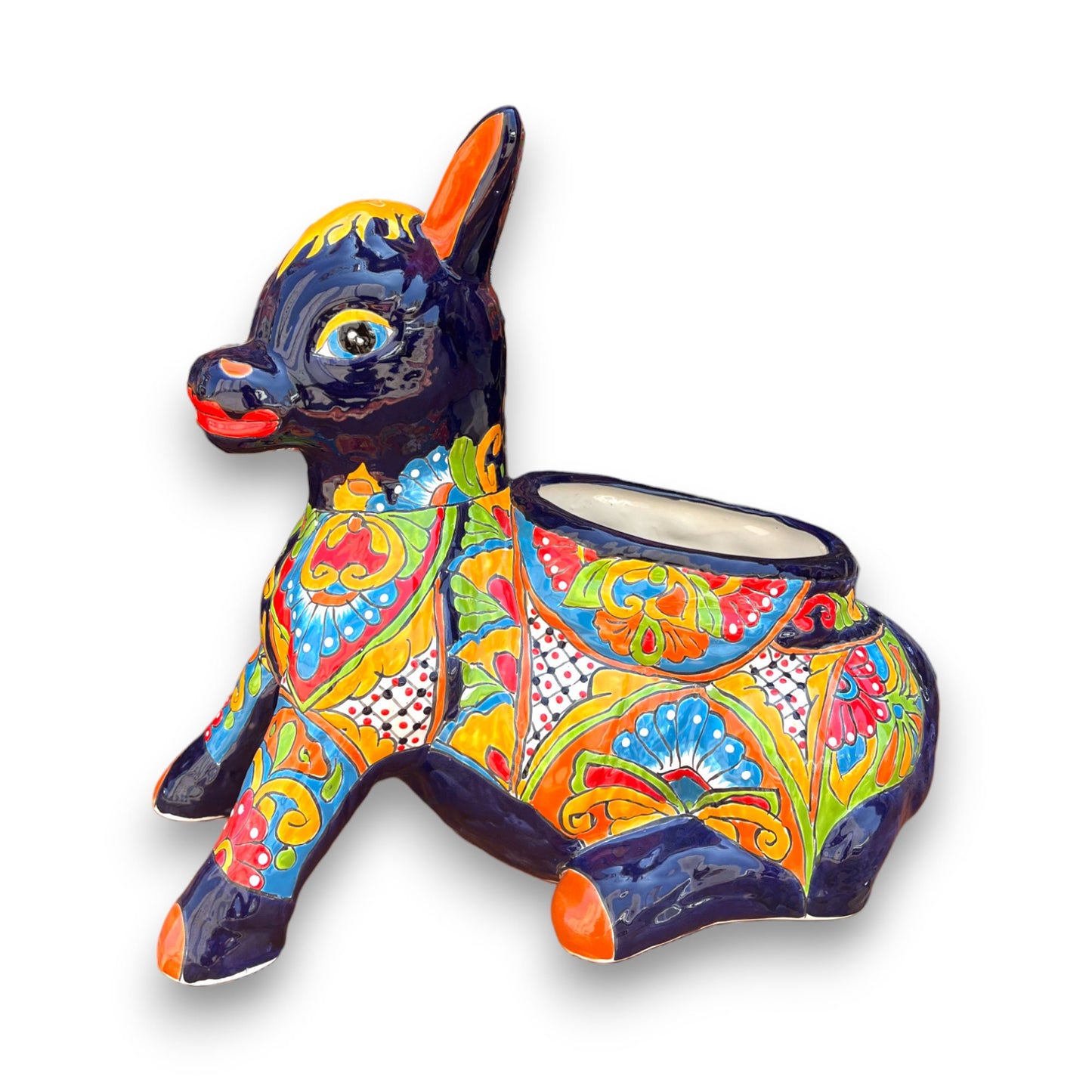 Mexican Handmade Donkey Planter | Colorful Hand-Painted Talavera Burro Planter (Extra Large)