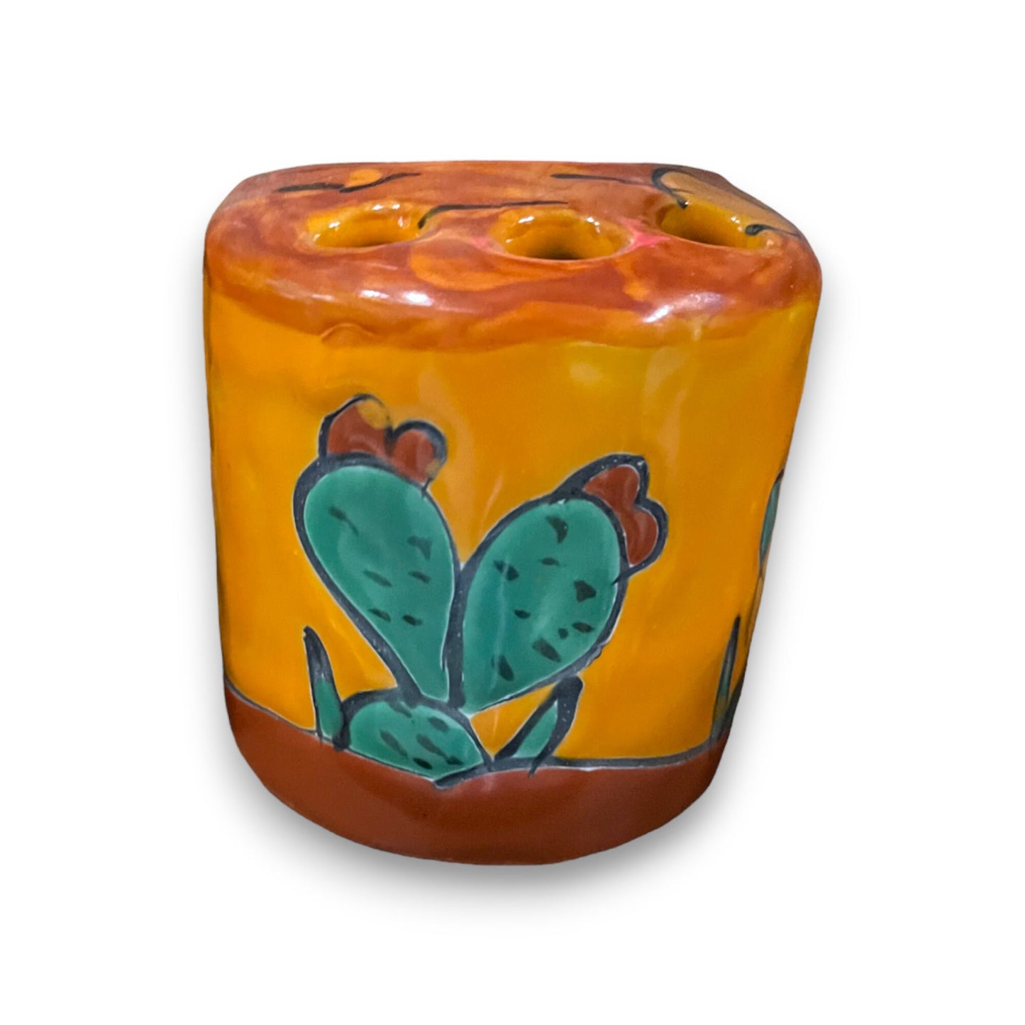 Talavera Toothbrush Holder | Hand-Painted Desert Design Bathroom Essentials