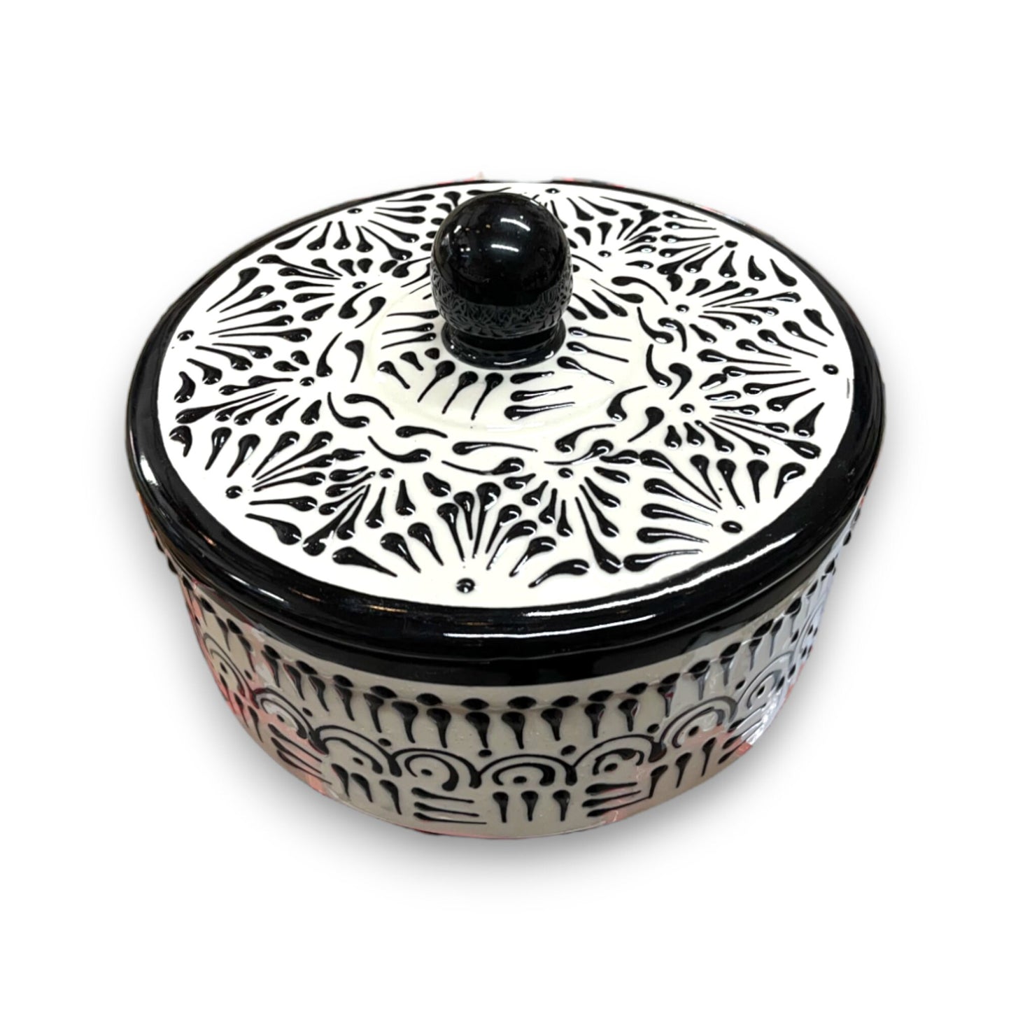 Talavera Tortilla Warmer | Black Accented Puebla Pottery