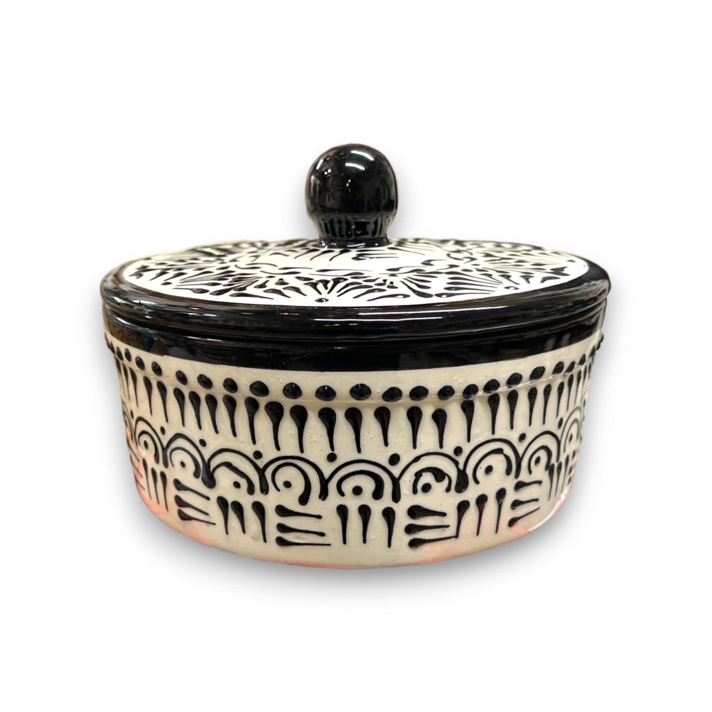 Talavera Tortilla Warmer | Black Accented Puebla Pottery