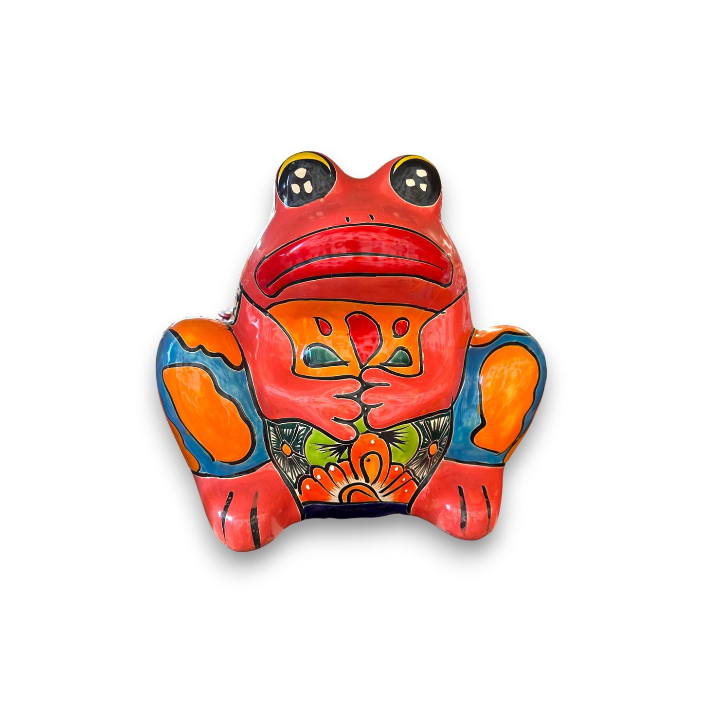 Hand-Painted Talavera Frog Planters | Colorful Mexican Pottery (Large Size)