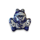 Talavera Frog Planter | Colorful Handmade Mexican Pottery blue hand-painted frog-shaped ceramic planter with floral Talavera design