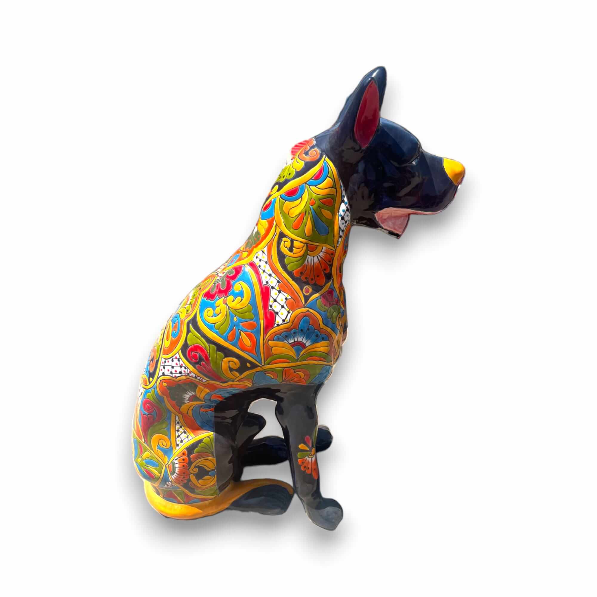 Huge Talavera Dog Statue - Colorful Ceramic
