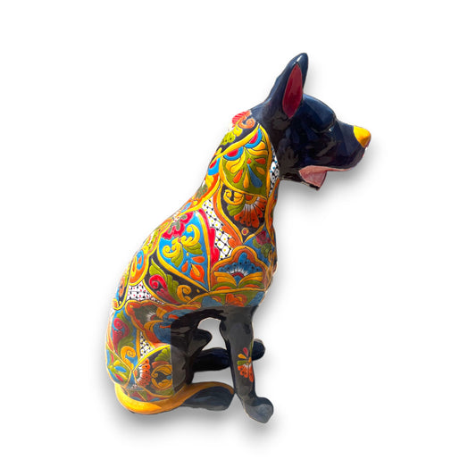 Hand-Painted Talavera Dog Statue | Colorful 4 Ft. Tall Mexican Ceramic Sculpture