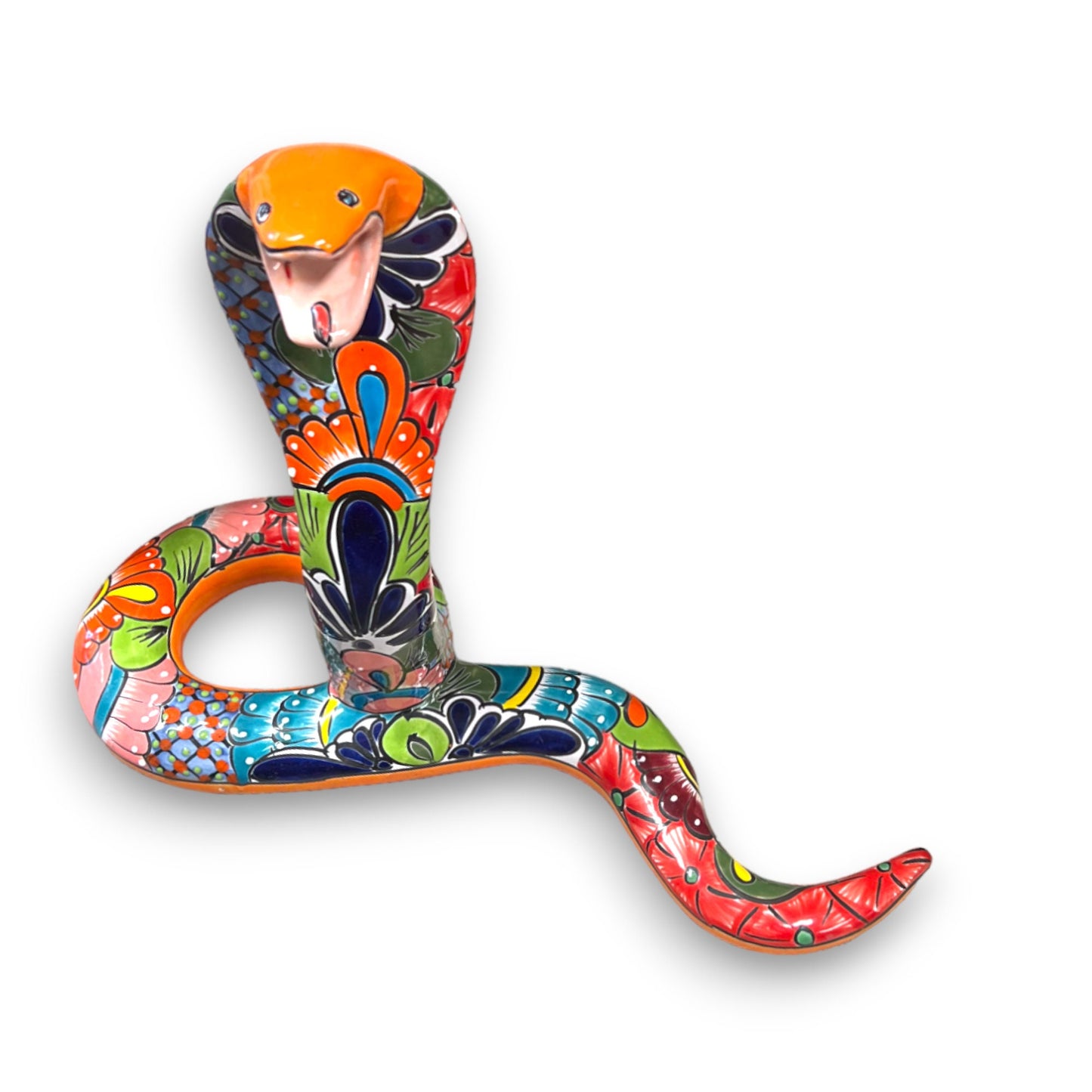 Handmade Snake Statue | Vibrant Hand-Painted Talavera Artwork (Large Size)