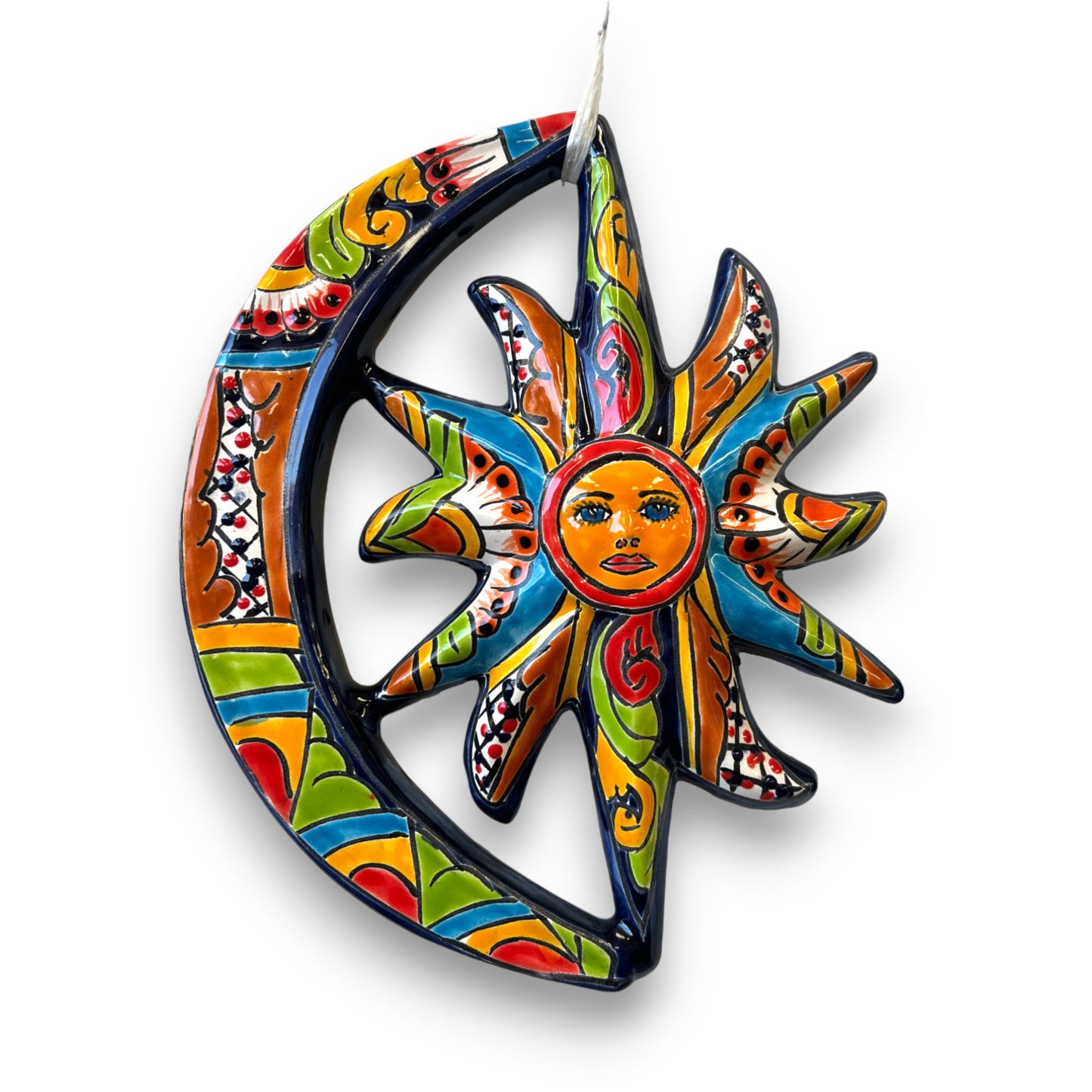 Mexican Handmade Eclipse Wall Art | Talavera Sun & Moon (Small)