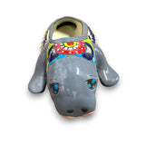 Mexican Handmade Seal Planter | Colorful Talavera Seal (Medium Size) hand-painted gray Talavera seal planter, kiln-fired, lead-free glaze, whimsical home decor