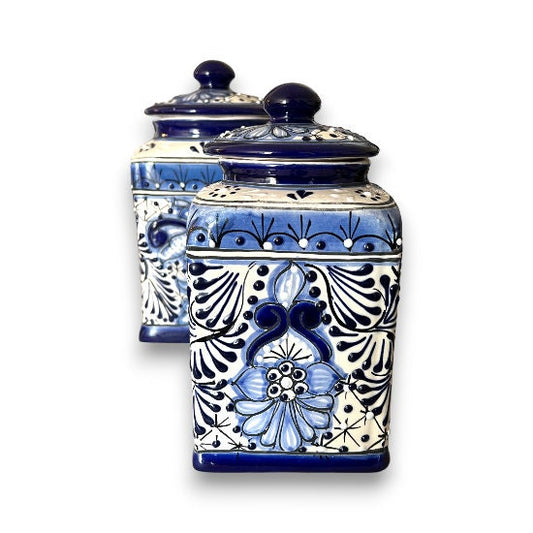 Handmade Blue Canister Set | Colorful Mexican Talavera Pottery