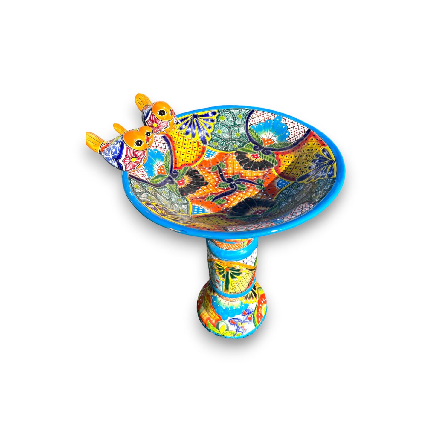 Handmade Talavera Bird Bath | Authentic Mexican Artwork (20" Diameter)